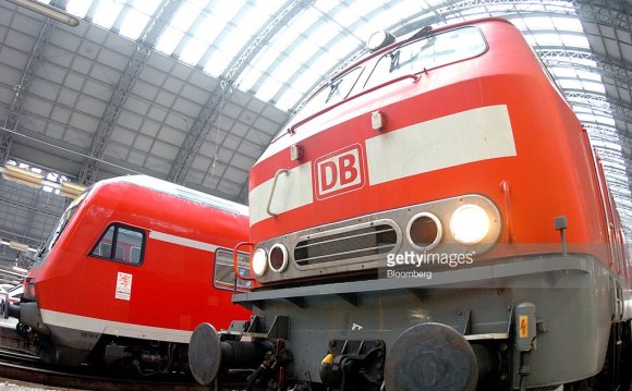 Deutsche Bahn trains are seen