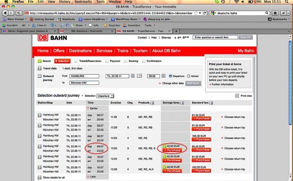 Deutsche Bahn online ticket