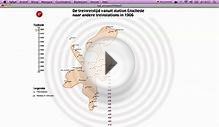 Animated cartogram showing train travel time in the