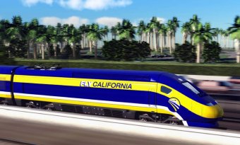 This image provided by the California High-Speed Rail Authority shows an artist's conception of a high-speed rail car in California. Experts say it's unlikely the bullet train will be able to make regularly scheduled trips of two hours and 40 minutes between L.A. and San Francisco, as promised to voters.